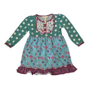 Matilda Jane dress green pink winter ornament girls size 18-24months